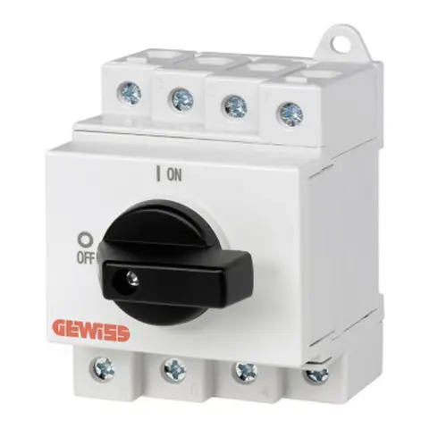 GW96186. 2P Bryter for likespenning. 25A/600VDC. 3,5 moduler