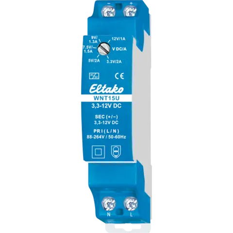 WNT15U/3,3-12VDC. Strømforsyning 3,3-12V fra 2 til 1A