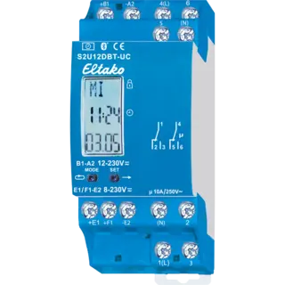 S2U12DBT-UC. Timer / astrour. Bluetooth 2x10A vekselkontakter. Potensial frie.