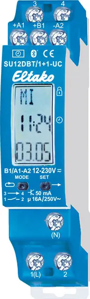 SU12DBT/1+1UC Timer / astrour. Bluetooth 1x16A+1x50mA potesial frie kontakter 