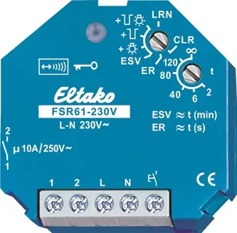 FSR61-230V. Bryte aktuator med 1 NO potensialfri kontakt 10A/250V. 