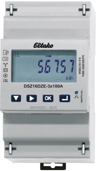 DSZ16DZE-3x100A. kWh målere. TN/IT. Tilført/avgitt effekt. Modbus. 