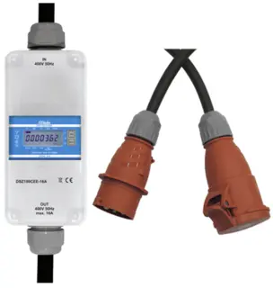 DSZ180CEE-16A MID. Mobil kWh måler. 16A. 400V.  Hus IP68. Kontakter IP44