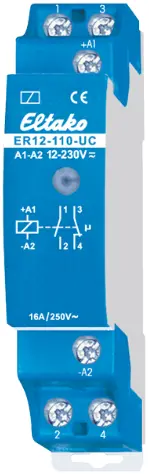 ER12-110-UC. Arbeidstr&#248;msrele. 1NO+1NC. 16A/250V (NO) 10A/250V (NC). 140A/10ms