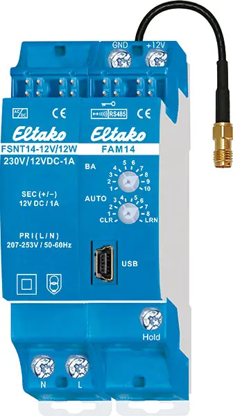 FAM14. Trådløs Gateway. Strøm forsyning Serie 14. 12VDC/8W. 2 moduler. 