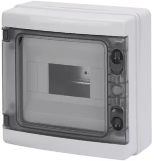 GW40102BS. Fordelingskap. 8 mod. IP65. 215x210x100. Med jord/N skinne. IK09