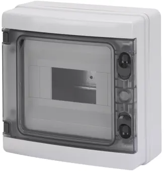 GW40102BS. Fordelingskap. 8 mod. IP65. 215x210x100. Med jord/N skinne. IK09 