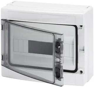 GW40103BS. Fordelingskap. 12 mod. IP65. 298x260x140. Med jord/N skinne. IK09