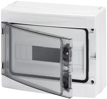 GW40103BS. Fordelingskap. 12 mod. IP65. 298x260x140. Med jord/N skinne. IK09 
