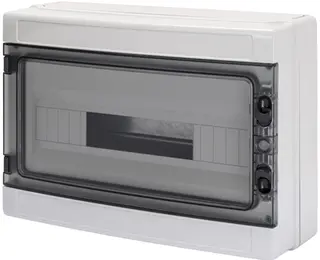 GW40106BS. Fordelingskap. 18 mod. IP65. 410x285x140. Med jord/N skinne. IK09
