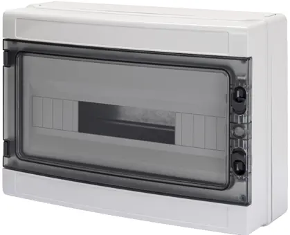 GW40106BS. Fordelingskap. 18 mod. IP65. 410x285x140. Med jord/N skinne. IK09 