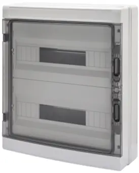 GW40107BS. Fordelingskap. 36 mod. IP65. 410x463x140. Med jord/N skinne. IK09 
