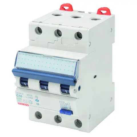 GW94351. Jordfeilaut . 3P. 13A. 30mA. C A type. 6kA. 400V.  3 moduler. TN