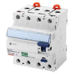 GWD4567. Jordfeilbr. EV. 4P 40A. EV 30mA. RDC-M 6mA DC. 4 moduler
