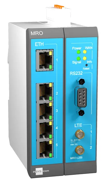 MRO-L200 4G/LTE WorldWide VPN router 5x Ethernet 2xDI 1xDO 1xRS232 