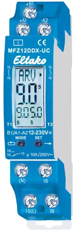 MFZ12DDX-UC. Tidsrele. 1 veksel 10A/250V. 8-230VAC/DC. 120A/10ms