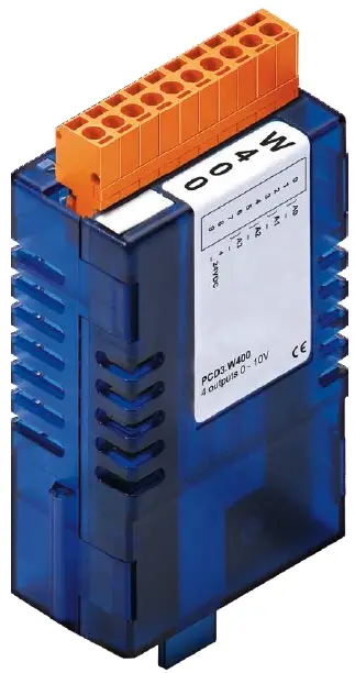 PCD3.W400 4 Analoge utganger 0..10V 8 bit, 0...-10V (> 3 Kohm) 