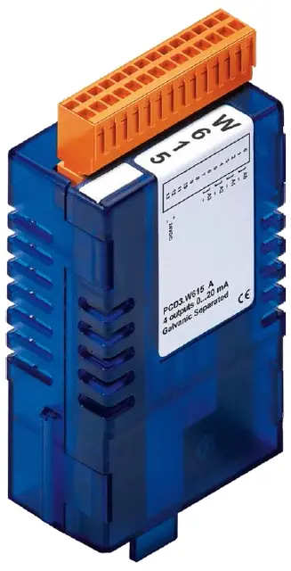 PCD3.W615 6 Analoge utganger 0(4)..20mA 6 utganger 10 bit, 0(4)..20 mA galv.sk. 