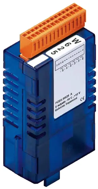 PCD3.W625 6 Analoge utganger-10..+10 V 6 utganger 10 bit, -10…+10 V 