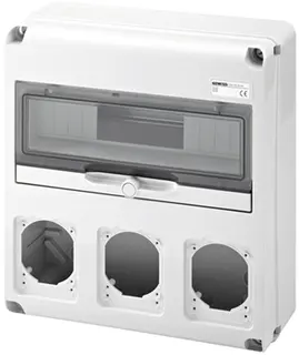GW68005N. Uttaksentral Q-DIN 14. 14 mod IP65. 3 Industrikontakter 16/32A IP44/67