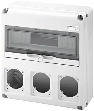 GW68005N. Uttaksentral Q-DIN 14. 14 mod IP65. 3 Industrikontakter 16/32A IP44/67