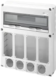 GW68015N. Uttaksentral Q-DIN 20. 20 mod IP65. Forr 4x16/32A IP67 + 4x3P+E 16A