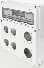 GW68021N. Uttaksentral Q-DIN 20. 20 mod IP65. 2x 63A + 4 Indkontakter 16/32A