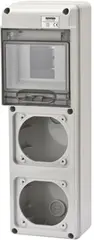 GW68018N. Uttaksentral Q-DIN 5. 5 mod IP65. 2 industrikontakt 16A. IP44/67