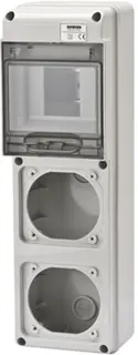 GW68018N. Uttaksentral Q-DIN 5. 5 mod IP65. 2 industrikontakt 16A. IP44/67