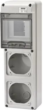 GW68018N. Uttaksentral Q-DIN 5. 5 mod IP65. 2 industrikontakt 16A. IP44/67 