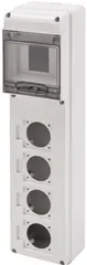 GW68026N. Uttaksentral Q-DIN 5. 5 mod IP65. 4 Scuko. 2P+J. 16A 50x50. IP54