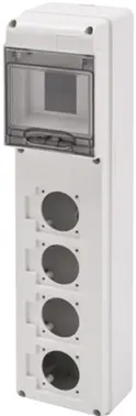 GW68026N. Uttaksentral Q-DIN 5. 5 mod IP65. 4 Scuko. 2P+J. 16A 50x50. IP54
