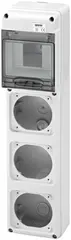 GW68001N. Uttaksentral Q-DIN 5. 5 mod IP65. 3 industrikontakt 16A. IP44/67