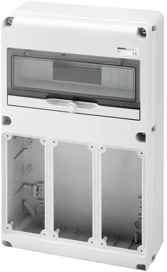 GW68010N. Uttaksentral Q-DIN 14. 14 mod IP65.3 Forriglede kontakter.16/32A IP67 
