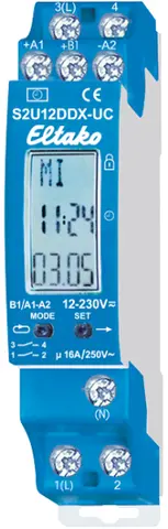 Timer med astrour funksjon. 16A S2U12DDX-UC. 2 potensialfrie kontakter
