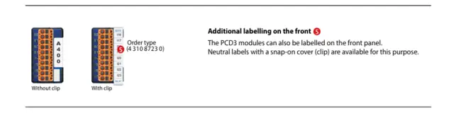 PCD3 Merking inkl SnapOn holder Transparent merkeholder for PCD3 IO kort 